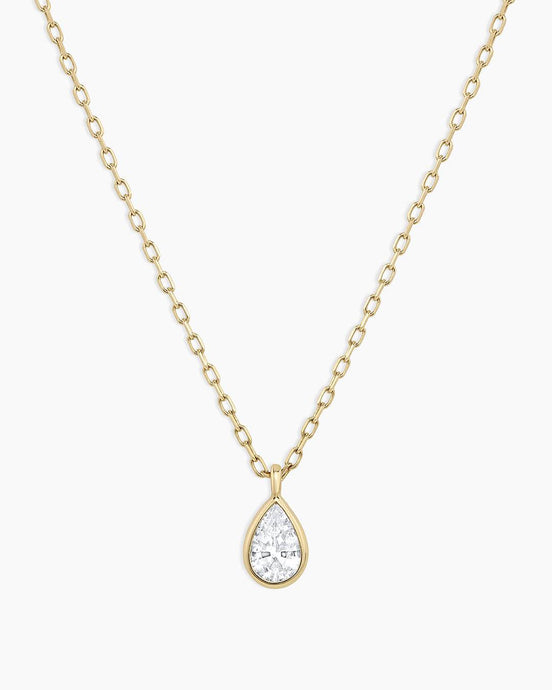 White Sapphire Pear Charm Necklace