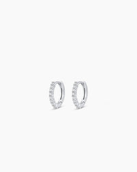 Thumbnail for 14k White Gold Diamond Pavé Huggies
