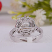 Allure Round 3.05 CTW Lab Created Diamond Halo Engagement Ring, IGI Certified Floral Design In Solid White Gold Pave Band Wedding Ring