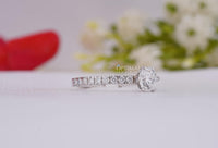 Thumbnail for Cluster Unique 1.02 Ctw Round Lab Diamond Ring 14K Solid White Gold Engagement Ring Lab Created Pave Set Ring Anniversary Ring Gift For Her