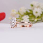 IGI Certified Round Lab Grown Diamond Ring 1.57 Ctw Round Halo Wedding Ring Lab Created Diamond Ring Rose Gold Engagement Ring Promise Ring