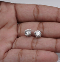 Thumbnail for Round Lab Diamond Earring 2.44 Ctw Pink Halo Diamond Earring Jacket Earring White Gold Stud Earring Lab Grown Diamond Earring Gift For Women