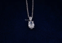 Thumbnail for Chic Two Stone Diamond Necklace – 1.19 Ctw Oval & Pear Cut Lab Grown Diamond Pendant , Elegant White Gold 18” Chain Pendant Necklace for Her