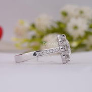 Allure Round 3.05 CTW Lab Created Diamond Halo Engagement Ring, IGI Certified Floral Design In Solid White Gold Pave Band Wedding Ring