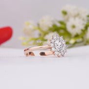 IGI Certified Round Lab Grown Diamond Ring 1.57 Ctw Round Halo Wedding Ring Lab Created Diamond Ring Rose Gold Engagement Ring Promise Ring