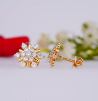 Thumbnail for Floral Design Gold and Diamond Stud Earring 1.50 Ctw IGI Certified Lab Grown Diamond Earring Perfect Bridal Earring or Birthday Gift for Her
