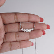 Gorgeous Five Stone Lab Grown Diamond Necklace 1.20 Ctw Round Cut Diamond White Gold 18 Inch Necklace, Perfect Wedding or Anniversary Gift