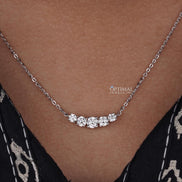 Gorgeous Five Stone Lab Grown Diamond Necklace 1.20 Ctw Round Cut Diamond White Gold 18 Inch Necklace, Perfect Wedding or Anniversary Gift