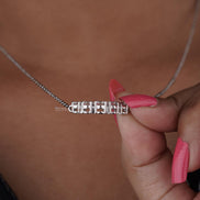 Gorgeous Five Stone Lab Grown Diamond Necklace 1.20 Ctw Round Cut Diamond White Gold 18 Inch Necklace, Perfect Wedding or Anniversary Gift